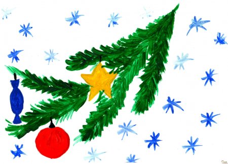 Рисование Еловая веточка