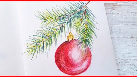 Рисование Новогодняя ветка