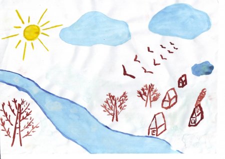 Детские рисунки на тему Весна карандашом