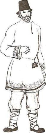 Костюм русского крестьянина раскраска