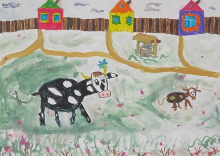 Детский рисунок деревня