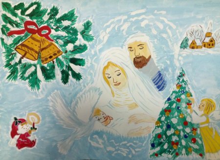 Работы детей по рисованию "Рождественские праздники"