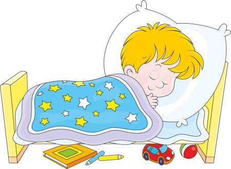 Мальчик спит в кровати