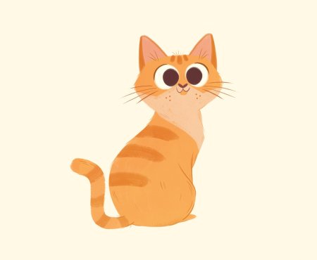 Рыжий кот нарисованный