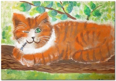 Рыжий кот нарисованный