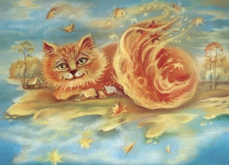 Осенние коты акварели
