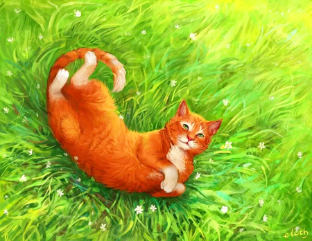 Лежачий кот мультяшный