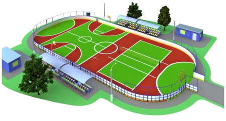 Спортивная площадка вид сбоку зарисовка