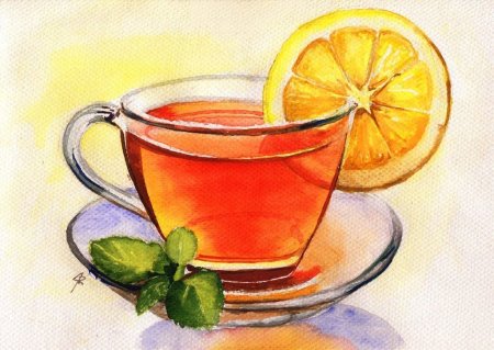 Чашка чая акварель