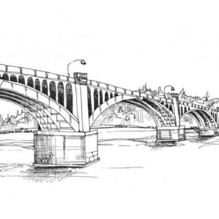 Эскиз моста через реку