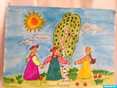 Детские рисунки к празднику Троицы