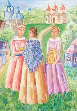 Рисование для детей природа Церковь