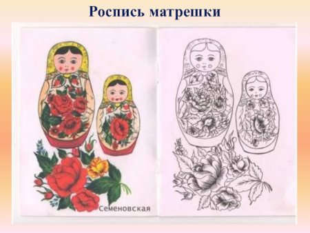 Семеновская Матрешка разукрашка