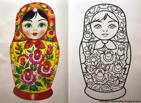 Семеновская Матрешка раскраска