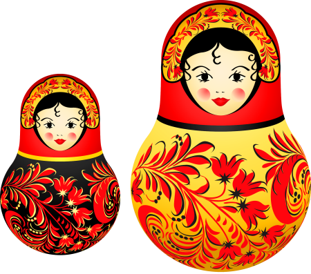 Матрешка Золотая Хохлома роспись