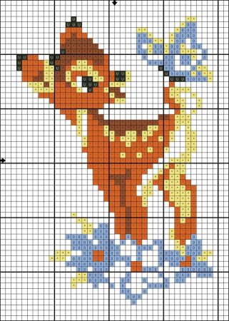 Схема вышивки крестом Олененок Бэмби