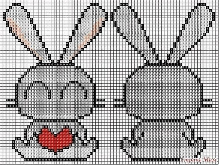 Схема для вышивания крестиком заяц