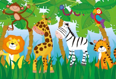 Акварельные животные для детей джунгли