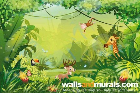 Обезьяны на стене на лианах