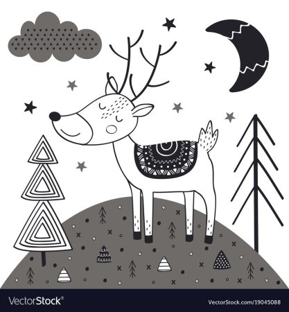 Звери в скандинавском стиле рисунок