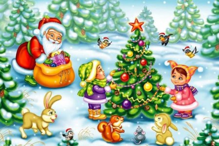 Дети на новогоднем празднике в детском саду