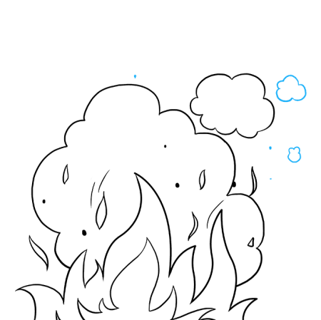 Раскраска огонь с дымом