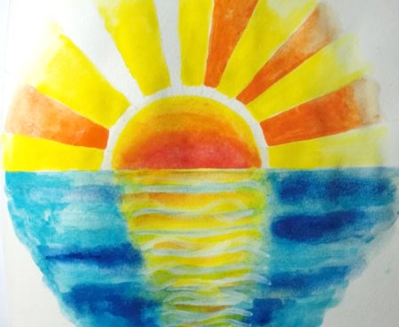 Солнце гуашью