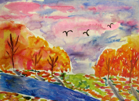 Рассвет рисунок детский