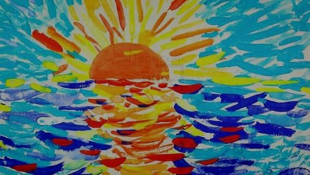 Рисование яркое солнце