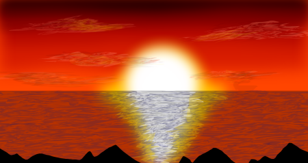 Дети на закате солнца