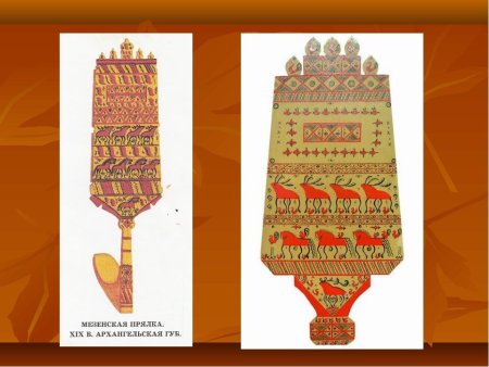 Мезенская роспись прялка