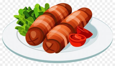 Сосиски на тарелке векторные