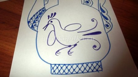 Петух Гжель для рисования