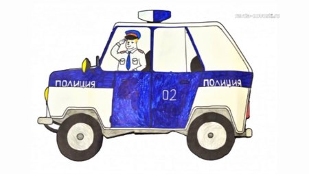 Полицейская машина рисунок детский