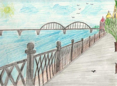 Рисунки набережной реки Волги Кострома