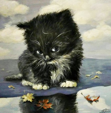 Живопись бездомная кошка