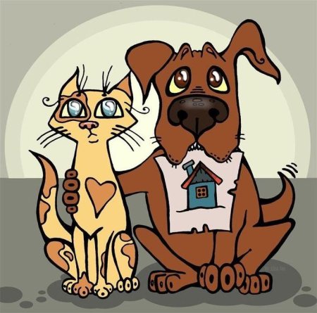 Кошка и собака мультяшные