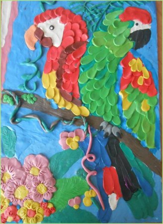 Пластилинография попугай ара