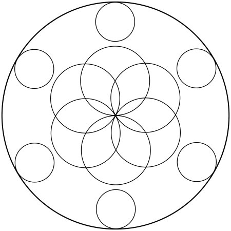 Узор из окружностей с помощью циркуля