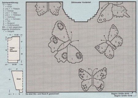 Кофта с бабочкой спицами