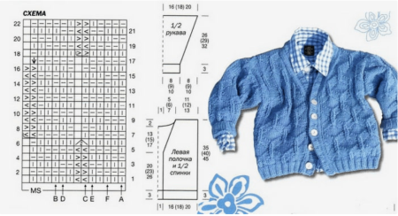Схемы вязания кофты для мальчика