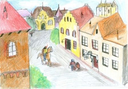 Средневековый город рисунок