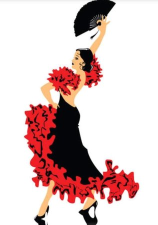 Раскраска фламенко танцовщица