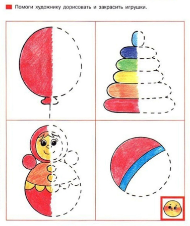 Задания для детей 3 лет дорисуй