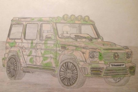 Мерседес g 55 АМГ карандашом