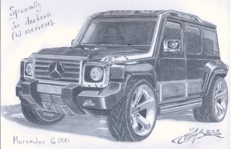Нарисовать Мерседес Бенц g63 AMG