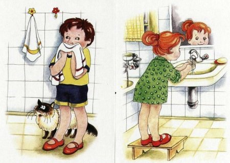 Ребенок умывается