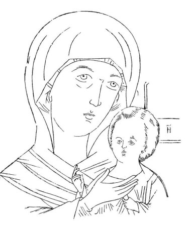 Казанская икона Божией матери прорись