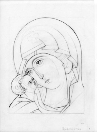 Казанская икона Божией матери прорись