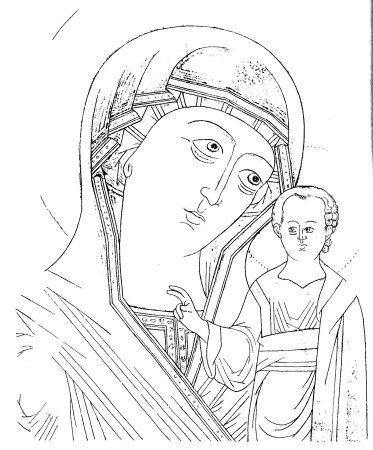 Прорись иконы Казанской Божьей матери